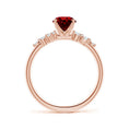 Oval Lab-Created Ruby Engagement Ring with Multi-Shape Moissanite Cluster