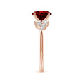 Oval Lab-Created Ruby Engagement Ring with Multi-Shape Moissanite Cluster