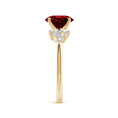 Oval Lab-Created Ruby Engagement Ring with Multi-Shape Moissanite Cluster