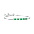 Oval Lab Emerald with Moissanite Accents Adjustable Tennis Bolo Bracelet