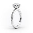 Oval Lab-Grown Diamond Channel-Set Band Hidden Halo Engagement Ring