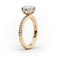 Oval Lab-Grown Diamond Channel-Set Band Hidden Halo Engagement Ring