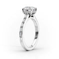 Oval Lab-Grown Diamond Hidden Halo with Baguette Accents Engagement Ring