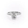 Oval Lab-Grown Diamond Hidden Halo with Baguette Accents Engagement Ring