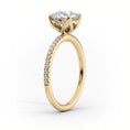 Oval Lab-Grown Diamond Petal Prongs Pavé Engagement Ring