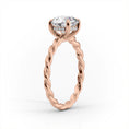 Oval Lab-Grown Diamond Rope Solitaire Hidden Halo Engagement Ring