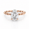 Oval Lab-Grown Diamond Rope Solitaire Hidden Halo Engagement Ring