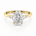 Oval Lab-Grown Diamond Three Stone Pear Accents Engagement Ring