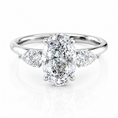 Oval Lab-Grown Diamond Three Stone Pear Side Stones Engagement Ring