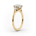 Oval Lab-Grown Diamond Three Stone Round Accents Engagement Ring