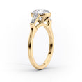 Oval Lab-Grown Diamond Three Stone Trapezoid Accents Engagement Ring