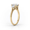 Oval Lab-Grown Diamond Three Stone Heart Accents Engagement Ring