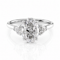 Oval Lab-Grown Diamond Three Stone Heart Accents Engagement Ring