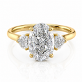 Oval Lab-Grown Diamond Three Stone Heart Accents Engagement Ring