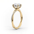Oval Lab-Grown Diamond Twisted Pavé Hidden Halo Engagement Ring