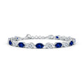 Oval Lab Sapphire and Moissanite Tennis Chain Bracelet