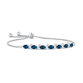 Oval London Blue Topaz with Moissanite Pavé Accents Adjustable Tennis Bolo Bracelet
