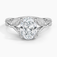 Oval Moissanite Floral Openwork Cathedral Engagement Ring
