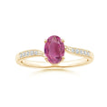 Oval Pink Tourmaline Bypass Engagement Ring with Pavé Moissanite Accents