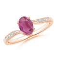 Oval Pink Tourmaline Bypass Engagement Ring with Pavé Moissanite Accents