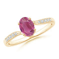 Oval Pink Tourmaline Bypass Engagement Ring with Pavé Moissanite Accents