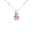 Oval Pink Tourmaline with Moissanite Accent Pendant Necklace