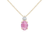 Oval Pink Tourmaline with Moissanite Accent Pendant Necklace