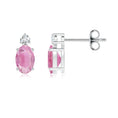 Oval Pink Tourmaline with Moissanite Accent Stud Earrings