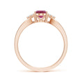 Oval Pink Tourmaline with Moissanite Accents Split Shank Engagement Ring