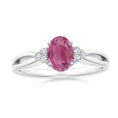 Oval Pink Tourmaline with Moissanite Accents Split Shank Engagement Ring