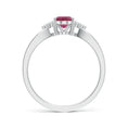 Oval Pink Tourmaline with Moissanite Accents Split Shank Engagement Ring