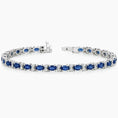 Load image into Gallery viewer, Oval Sapphire and Round Moissanite Accents Tennis Bracelet