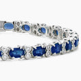 Load image into Gallery viewer, Oval Sapphire and Round Moissanite Accents Tennis Bracelet