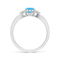 Oval Swiss Blue Topaz with Moissanite Accents Split Shank Engagement Ring