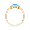 Oval Swiss Blue Topaz with Moissanite Accents Split Shank Engagement Ring
