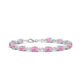Oval Pink Tourmaline Swirl with Moissanite Accents Chain Bracelet