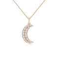 Pavé Moissanite Crescent Moon Pendant Necklace