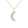 Pavé Moissanite Crescent Moon Pendant Necklace