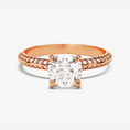 Load image into Gallery viewer, Pavé Set Round Cut Moissanite Engagement Ring with Milgrain Knife Edge