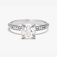Load image into Gallery viewer, Pavé Set Round Cut Moissanite Engagement Ring with Milgrain Knife Edge