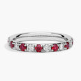 Load image into Gallery viewer, Pavé Ruby and Moissanite Wedding Band-2.2 mm