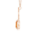 Pear Citrine with Moissanite Halo Multi-Link Drop Pendant Necklace