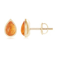Pear Cut Citrine Bezel Stud Earrings