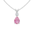 Pear Cut Pink Tourmaline Pendant with Moissanite Accent Teardrop Necklace