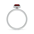 Pear Lab-Created Ruby with Angled Halo Moissanite Engagement Ring