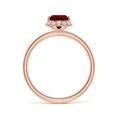 Pear Lab-Created Ruby with Angled Halo Moissanite Engagement Ring