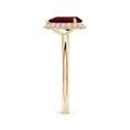 Pear Lab-Created Ruby with Angled Halo Moissanite Engagement Ring
