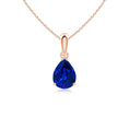 Pear Lab-Grown Blue Sapphire Solitaire Pendant Necklace