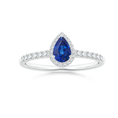 Pear Lab-Grown Blue Sapphire with Halo Moissanite Promise Ring