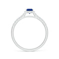 Pear Lab-Grown Blue Sapphire with Halo Moissanite Promise Ring